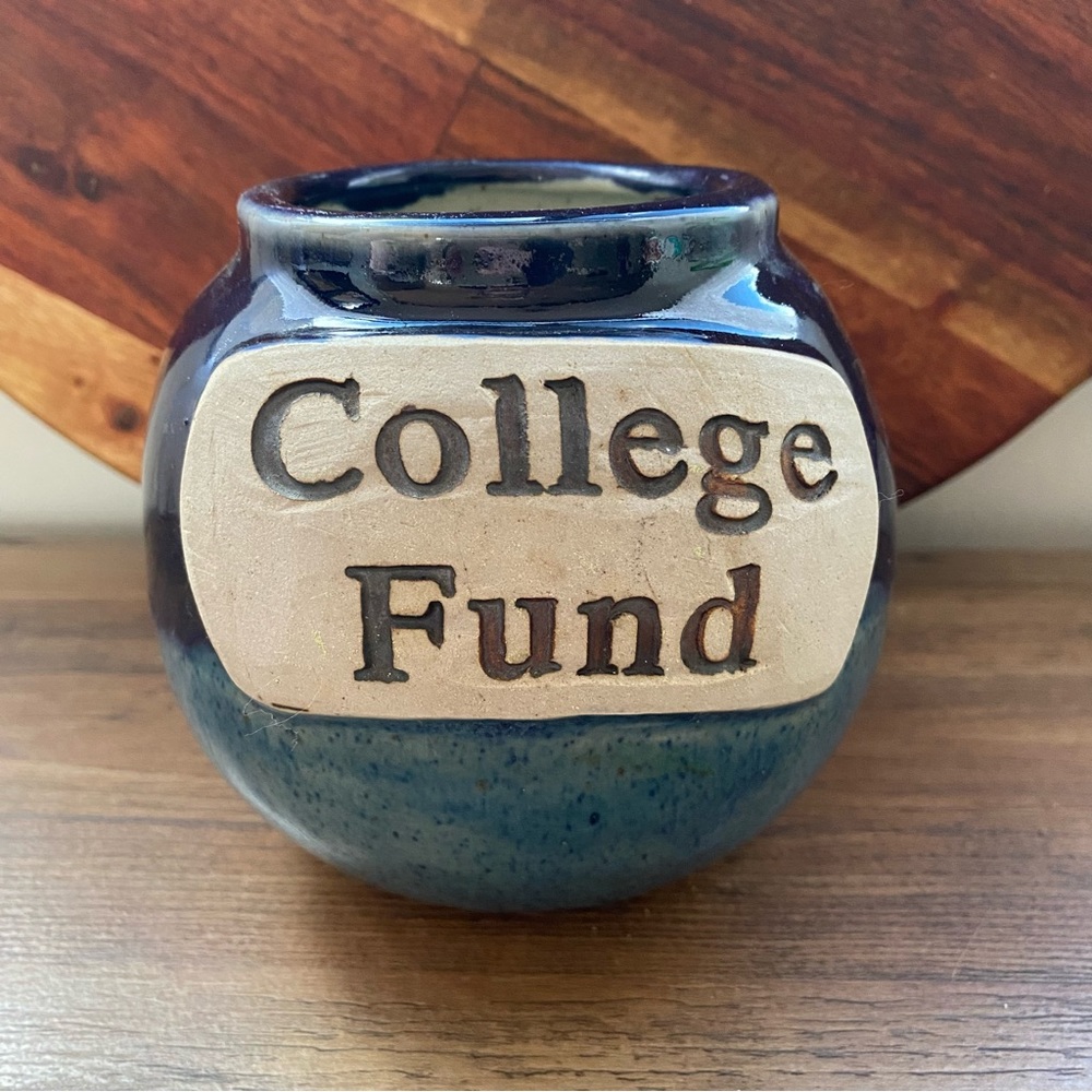 Vintage Novelty “College Fund” Pottery Jar / flower vase